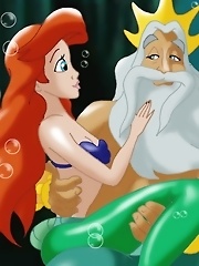 Triton licks Ariel`s titties and gets her pussy dripping she welcomes him inside her.